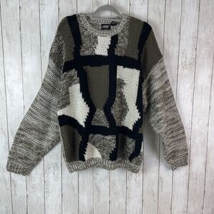 Vtg 90s STREET SCENES Acrylic Abstract Ugly Sweater Men’s Sz Large